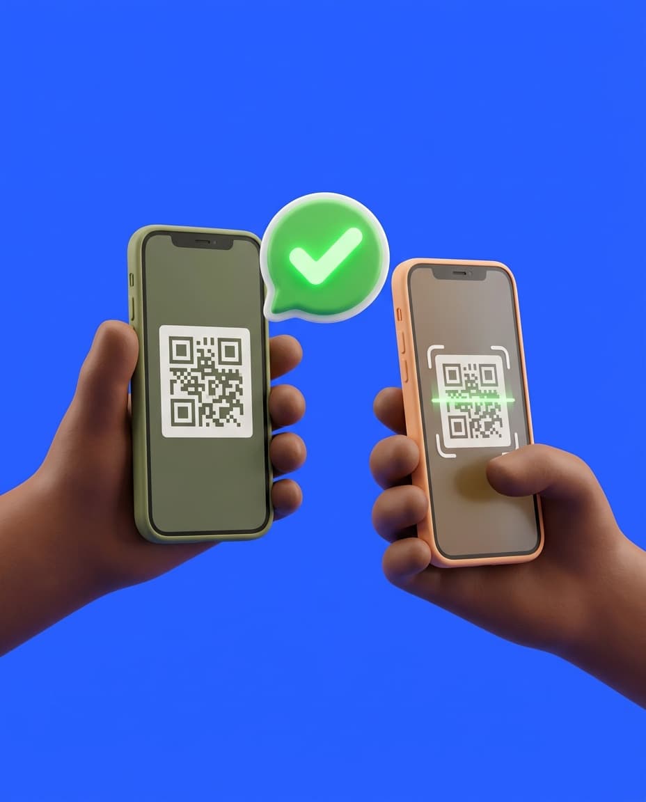 One phone scanning the voucher QR code on another